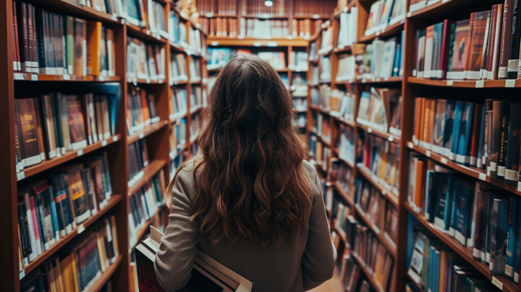 woman in bookstore