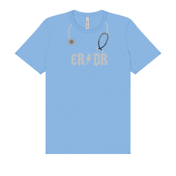 ER DR Stethoscope Tee - Carolina Blue