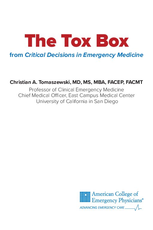 The Tox Box: From Critical Decisions in Emergency Medicine - Image 2
